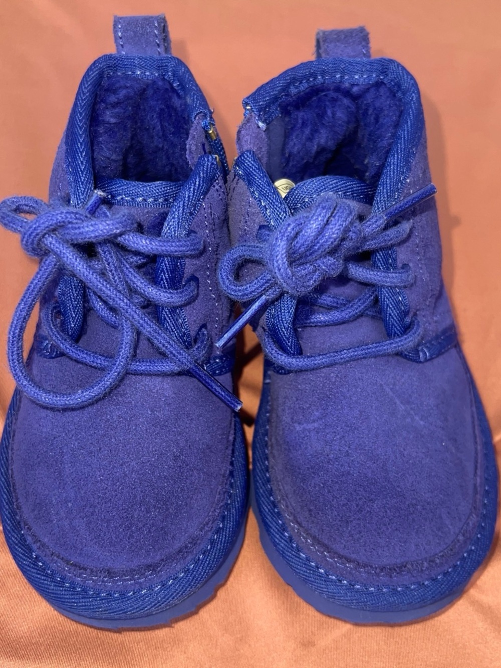 UGG Kids Blue Suede Lace-Up Boots - Comfortable Everyday Shoes